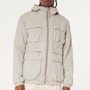 Hollister Fleece-Lined All-Weather Hoodie Jacket /Tan / Size XS -3324370021411